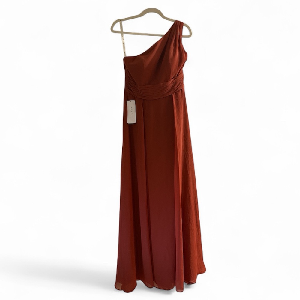 Azazie One Shoulder Dress in terracotta